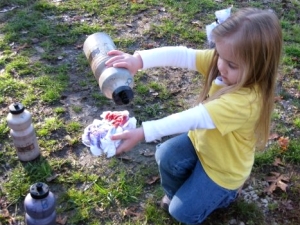 Pour the dye (for best results, use two colors)